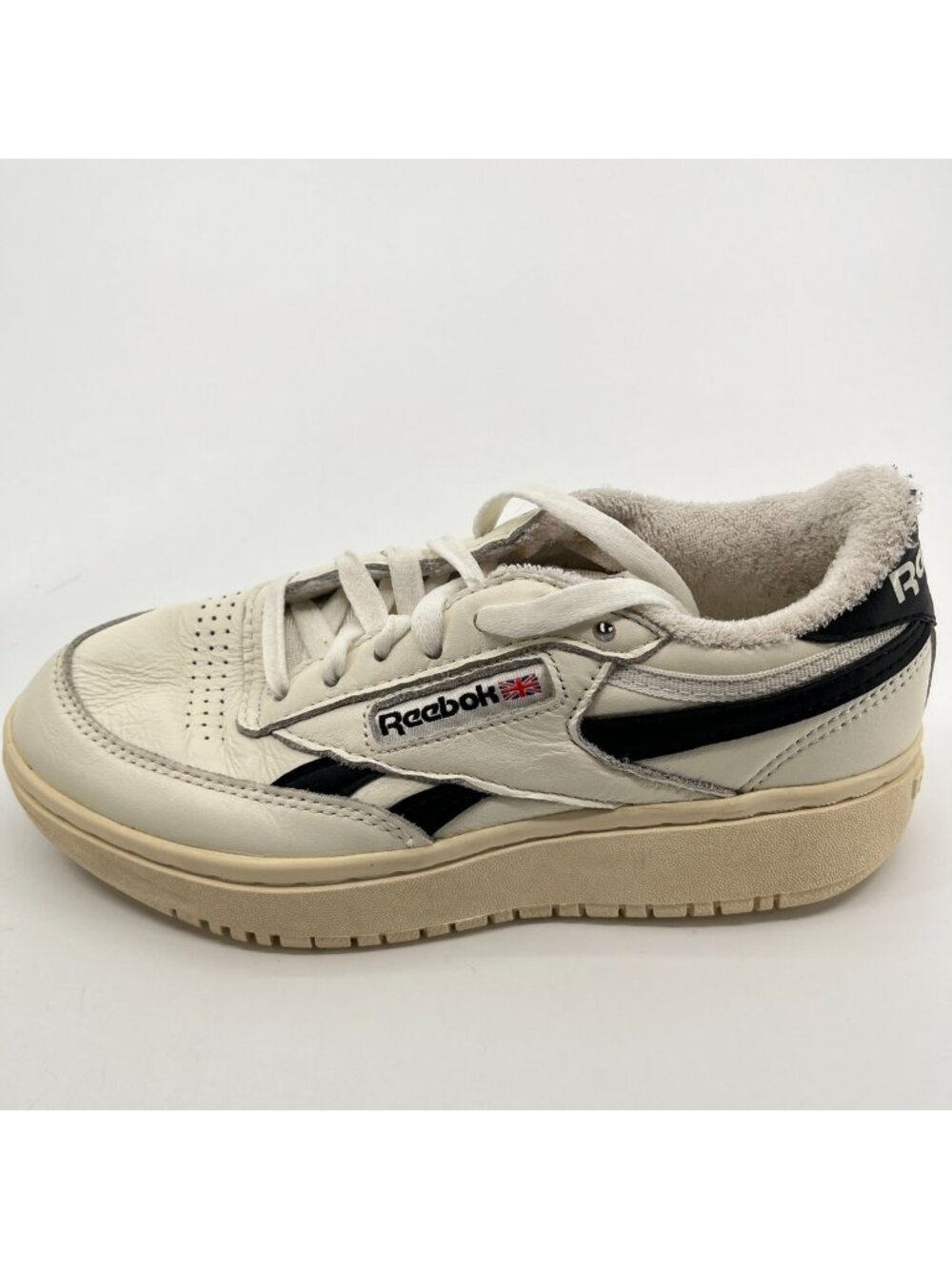 Reebok Club C Double Womens Size 5.5 Chalk Black Athletic Leather Shoes Sneakers - Picture 3 of 10